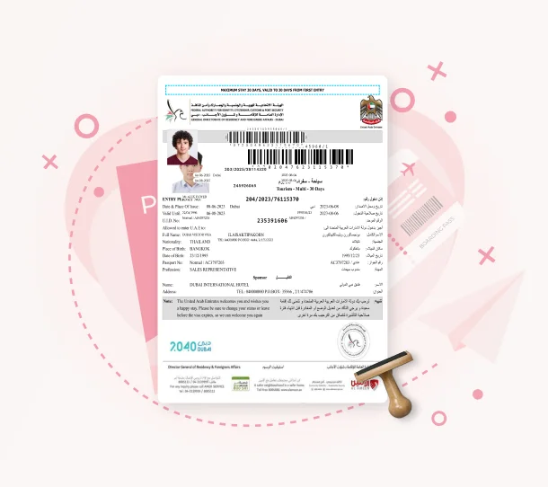 Dubai visa document illustration